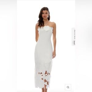 Miss Rosier Inga White Strapless Floral Embroidered Maxi Dress